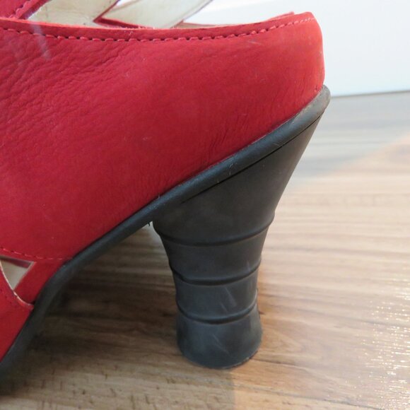 FLY LONDON Amid Suede Peep Toe Perforated Sandals in Red - Size US 10 - 10.5 - Picture 3 of 14